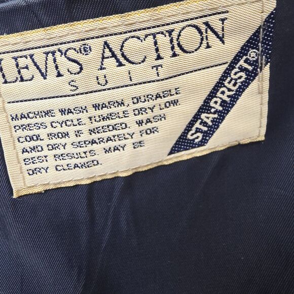 Levi’s Action Suit Blazer Mens 42S Navy Blue Two Button Vintage Sport Coat USA - Picture 6 of 9